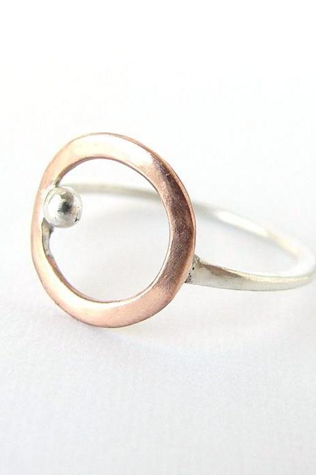 Sterling silver and copper circle . Simple delicate ring