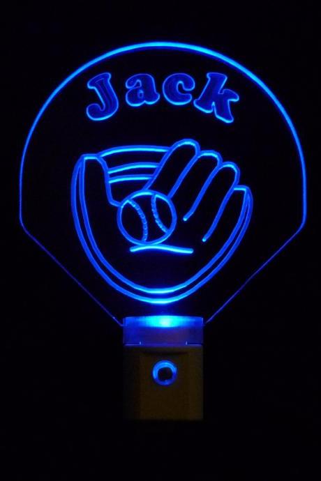 Personalized Baseball Glove Night Light, Customized with name-FREE Shipping to US-