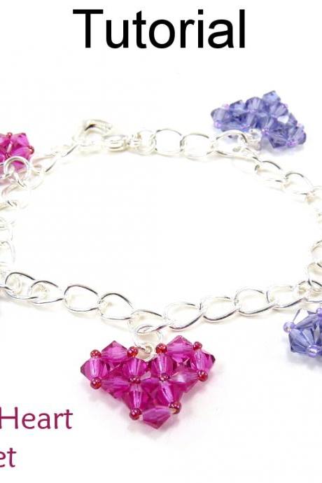 Beading Tutorial Pattern Bracelet - Valentines Heart Jewelry - Simple Bead Patterns - Charming Heart Bracelet #4611