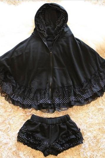 New winter spring 2014 Cute Lolita Black Suit Jacket And Shorts