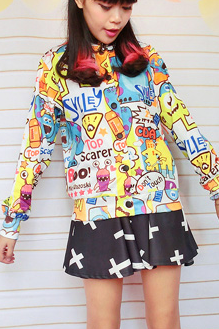 Harajuku Cutie Monsters Printed Jackets. Three Designs Available