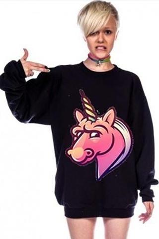 Harajuku Psychedelic Unicorn Sweatshirt Jumper.Two Colors Available