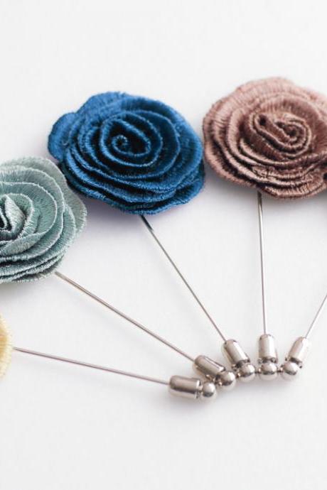 Embroidery Rose Mens Boutonniere/Buttonhole for wedding,Lapel pin,hat pin,tie pin
