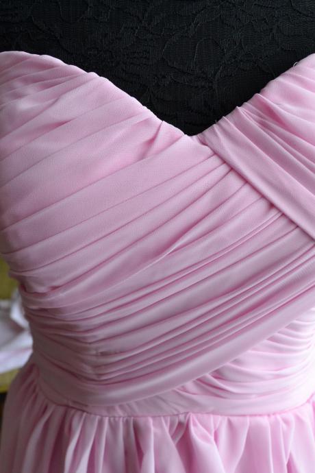 Pink bridesmaid dresses/bridesmaid dress/bridesmaid/prom dress/pink dress/wedding/chiffon dress ( color #21)