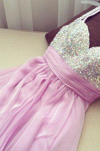 Glitter Pink Prom Dress