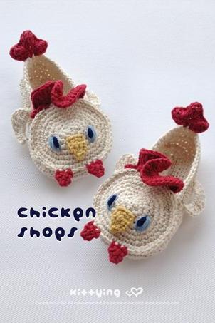 Chicken Rooster Cockerel Cock Toddler Booties Crochet PATTERN PDF - Chart & Written Pattern by kittying