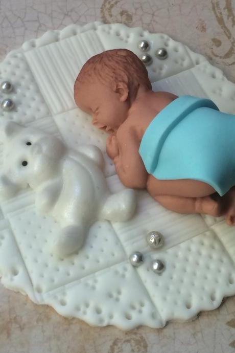 Baby Boy Shower Fondant Cake Topper Baby Shower Decorations