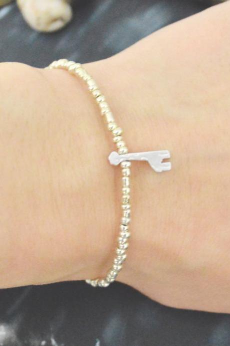 C-156 Silver Beaded bracelet, Seed beads bracelet, Giraffe bracelet, Simple, Modern bracelet, Silver plated/Everyday jewelry/