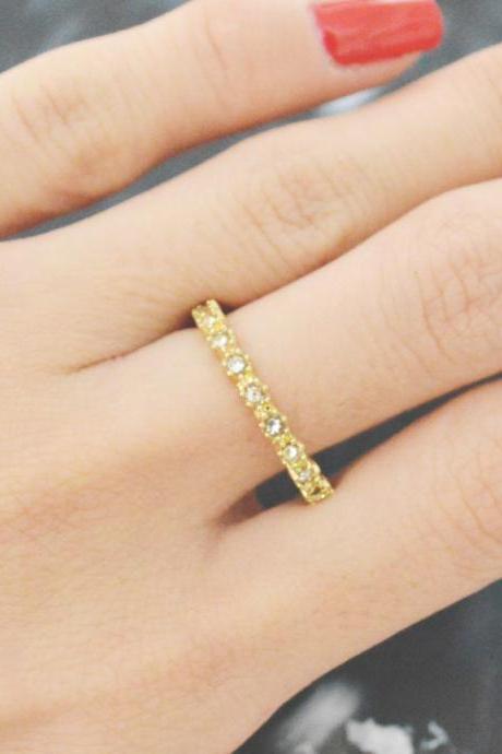 E-054 Round ring, Cubic ring, Simple ring, Modern ring, Gold plated ring/Everyday/Gift/