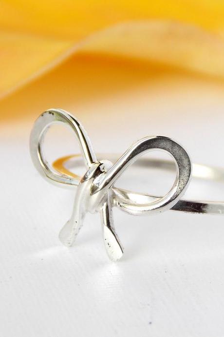 Forget Me Knot Bow Ring--Sterling Silver, friendship ring, silver ring, bow ring, dainty ring, petite ring, friendship ring, knot ring