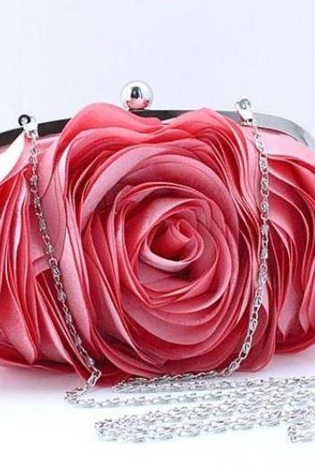Pink Clutch for Elegant Women-Big Rose Clutch-Pink Peach Purses