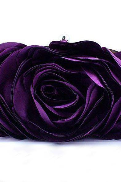 FREE SHIPPING! Purple Eye Catching Clutch for Women-Elegant Eye Catching Rose Clutch- Evening Purse for Women