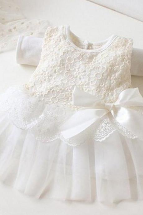 Christening Dress for Girls White Baby Dress Formal Wear for Newborn Girls