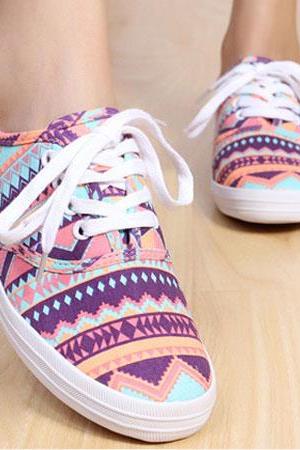 Aztec Printed Cavans Shoes, Sneakers