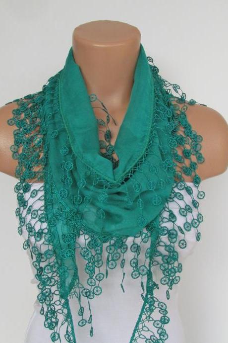 Long Scarf With Fringe-New Season Scarf-Headband-Necklace- Infinity Scarf- Spring Accessory-Green Scarf-New Season-Gift
