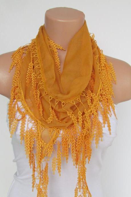 Long Scarf With Fringe-New Season Scarf-Headband-Necklace- Infinity Scarf- Spring Accessory-Yellow Scarf-New Season-Gift