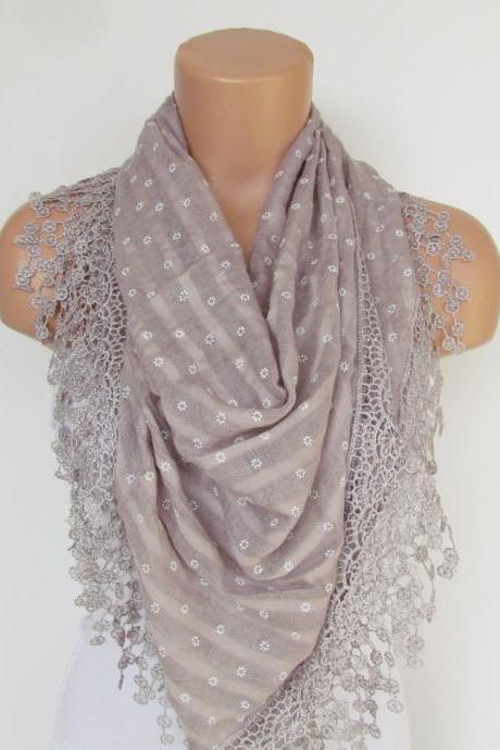 Powder Scarf With Fringe -triangle Shawl Scarf- Season-necklace-lariat- Neckwarmer- Infinity Scarf--gift For Her