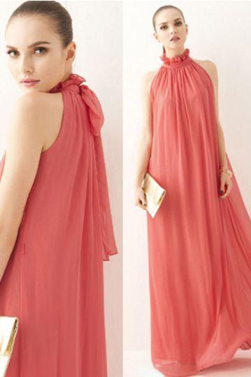 Strawberry Color Dress Red Maxi Dress for Women Floor Length Ankle Length Dress