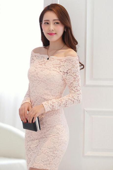 Sexy Lady Style Long Sleeve Lace Dress (3 colors)