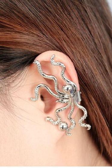 Rhinestone Inlaid Octopus Shape Ear Stud/Earring