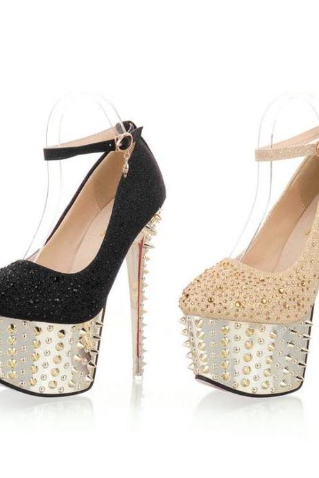 facai2011 Hot Women's 16 cm High Heel Waterproof Shoes diamond wedding shoes