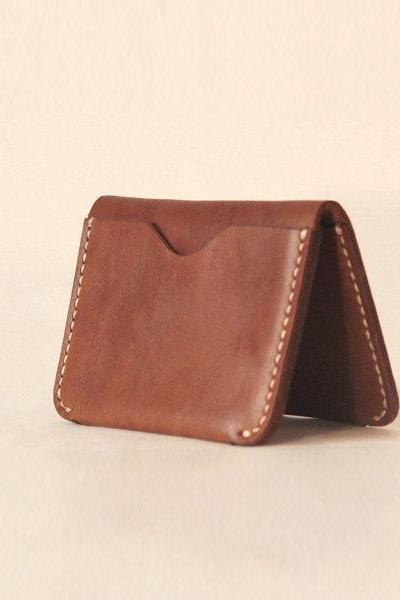 Slim Leather Wallet, Leather Card Case, Credit Card Holder, Mens Slim Wallet, Gift For Him / Light Brown Wallet Chain / Minimalist Wallet