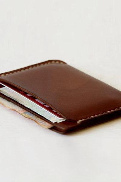 Men's Leather Wallet Sleeve / Wallets for Men / Retro Brown Leather Wallet DOUBLE Sleeve - Best Groomsmen Gifts