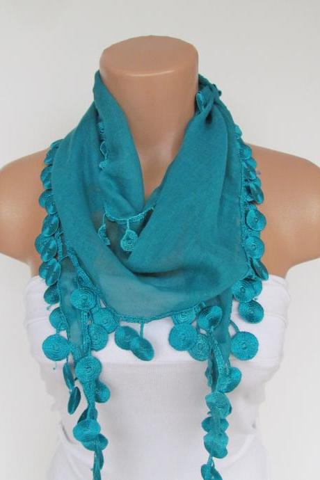 Long Scarf With Fringe- Season Scarf-headband-necklace- Infinity Scarf- Spring Accessory-turquoise Scarf- Season-gift