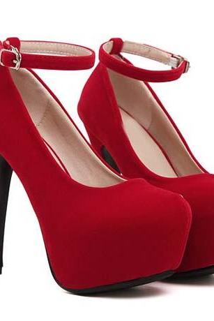 Red Strappy High Heel Fashion Shoes