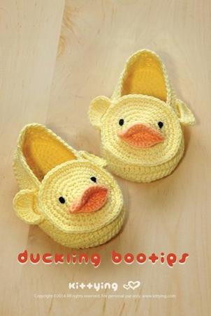 Duck Duckling Baby Booties Crochet Pattern, Chart &amp;amp;amp; Written Pattern By Kittying