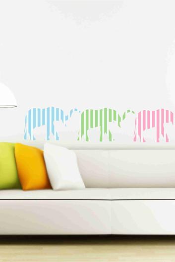 Elephant Set with Colourful Stripes Vinyl Decals