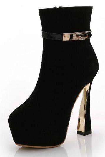 wide calf black high heel boots