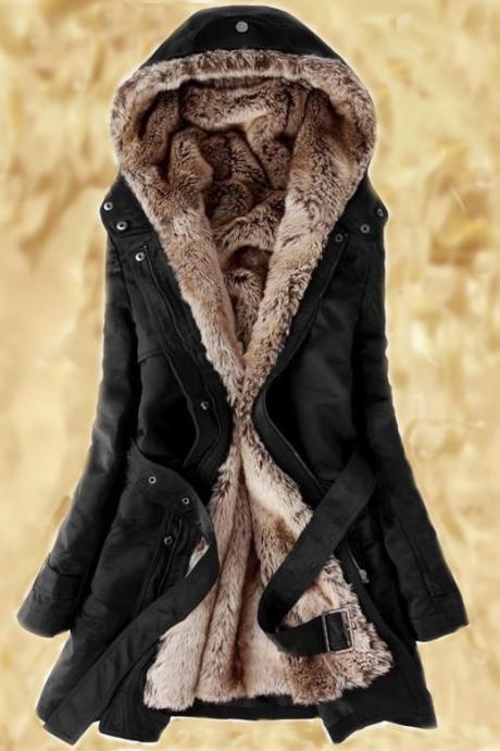 READY TO SHIP Black Parka Jacket L,M,XL,2XL with Faux Fur Lining for Women