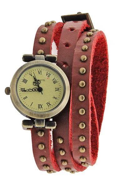 Classic Leather Strap Roma Number Dial Quartz Woman Watch