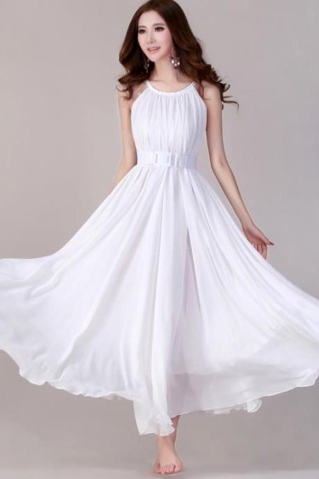 Summer White Wedding Party Maxi Dress Sundress For Holiday, Beach