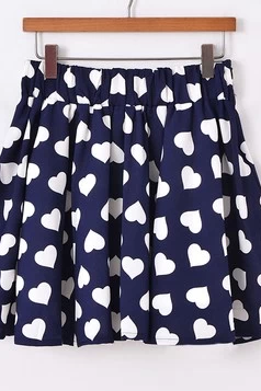 2014 Spring Summer Lovely Heart dark bule Chiffon Skirt 