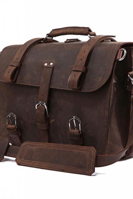 High Quality Messenger Bag / Men&amp;amp;#039;s Leather Traveling Bag /brown Leather Luggage / Large-size Leather Bag