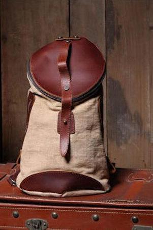 Bucket Canvas Bag Canvas Backpacks Leisure Leather/Canvas Backpack School Canvas Bags