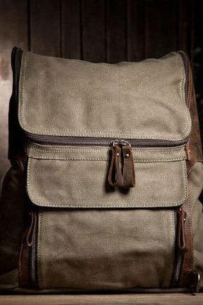 Canvas Backpacks Canvas Bag Student Leisure Canvas Backpacks Handmade Leather Canvas Backpacks
