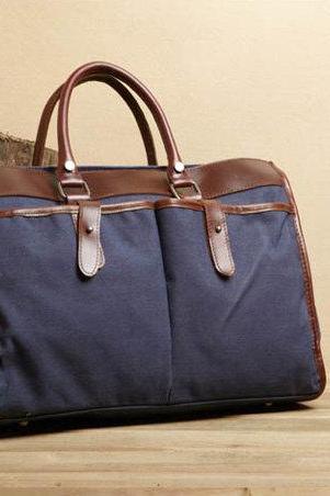 Blue Canvas Handbag Canvas Messenger Bag Canvas Bags Canvas Cross-body Bag---horizontal Version