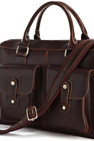 Brown Leather Messenger Bag Multifunction Leather Bags Messenger Bags Laptop Bag Business Men's Briefcase