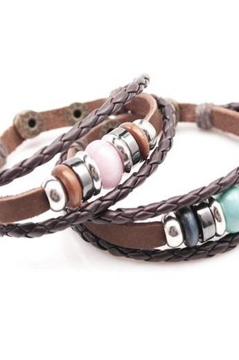 Cowhide couple bracelets bracelets for men and women leather cord cortex
