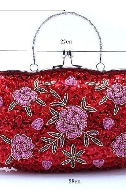 High Quality Fashion Evening Red Beaded Clutch for Women