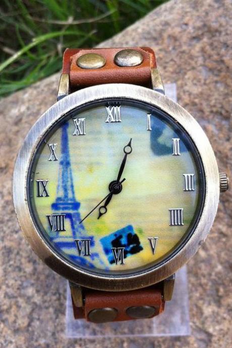 Retro Eiffel Tower Original Leather Watch