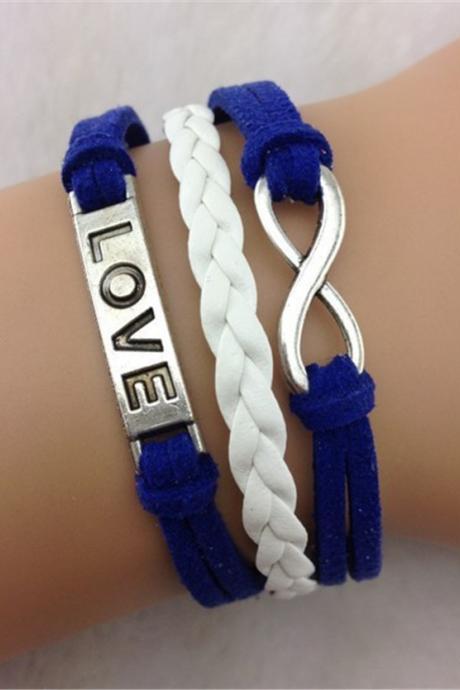Infinity Beautiful Fashion Elements Bracelet 8 Word Love Multilayer Bracelet Karma Bracelet- Vintage String Bracelet Adjustable Khaki String