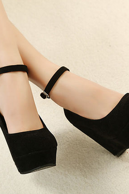 Cute 2 suede purple wedges black wedges women's ankle strap high plarform wedges heel shoes