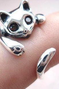 silver cat ring opening ring, adjustable ring ,red Ring, white Ring