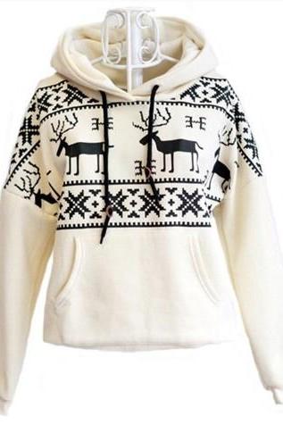 Deer Hooded Sweatershirt For Women 