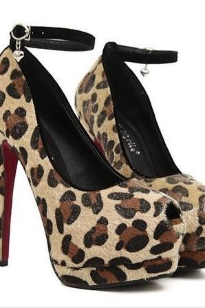Strappy Leopard Print High Heel Shoes
