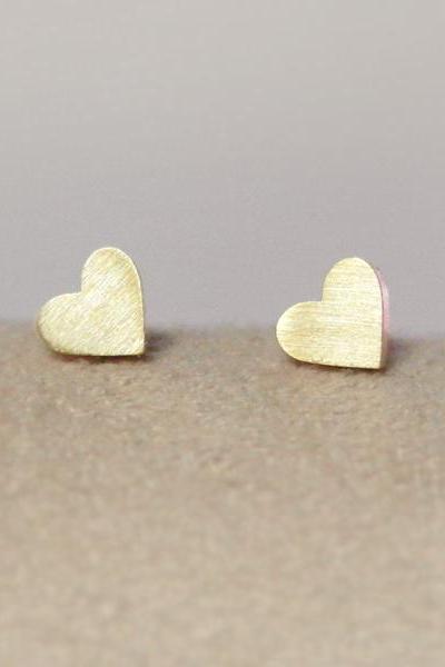 Gold Heart Shape Stud Earrings